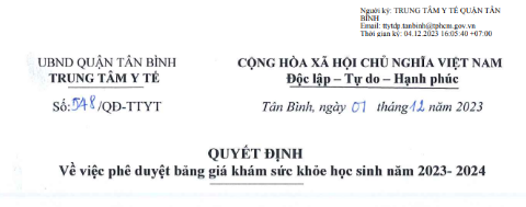 Bảng giá khám sức khỏe học sinh năm 2023 - 2024